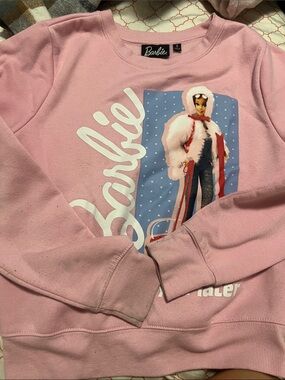Barbie Pink Graphic Crewneck Sweatshirt with Doll Print